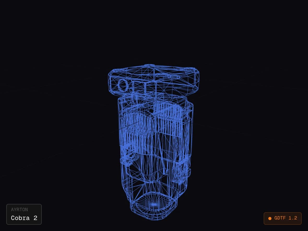 Ayrton Cobra fixture wireframe in VENU.studio